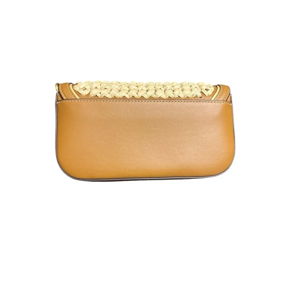 Tory Burch Robinson Raffia Wallet on a Chain Color Natural Retail $498